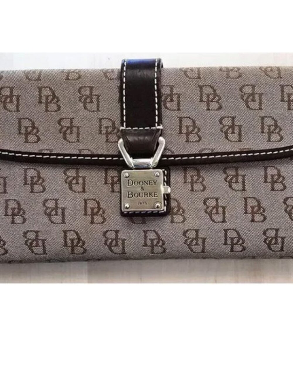 Dooney & Bourke Lock & Key Leather & Canvas Monogram Billfold Wallet